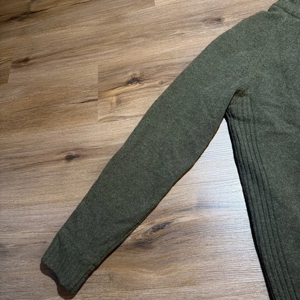 Barbour Full Zip Jumper Green Mens LARGE Soft Lambswool Hilltop Thru Seaweed